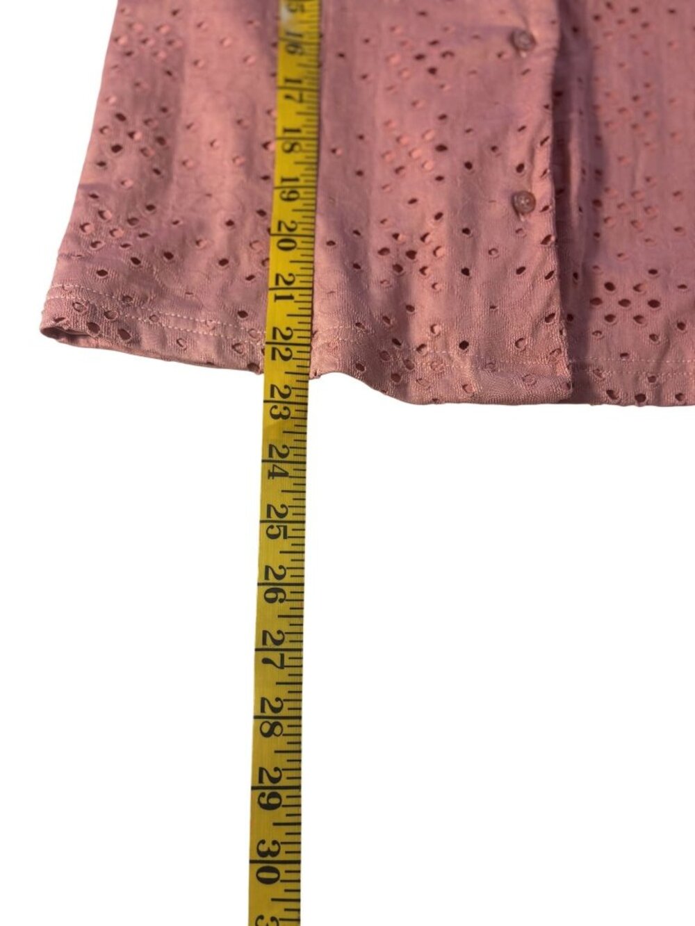 The Shirt Rochelle Behrens Dusty Rose Eyelet Puff Sleeve Button-Down Top Large - Picture 7 of 10